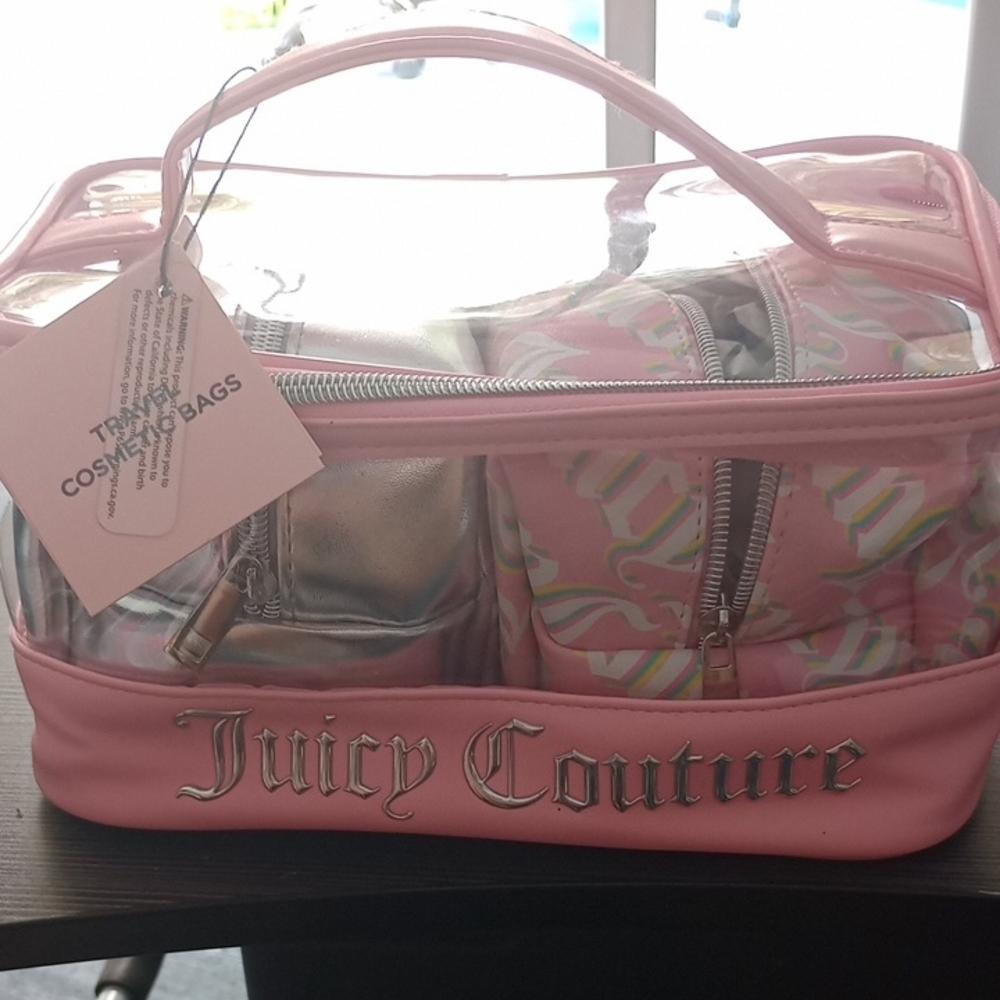 Juicy Couture Pink and Silver Travel Cosmetic Bags